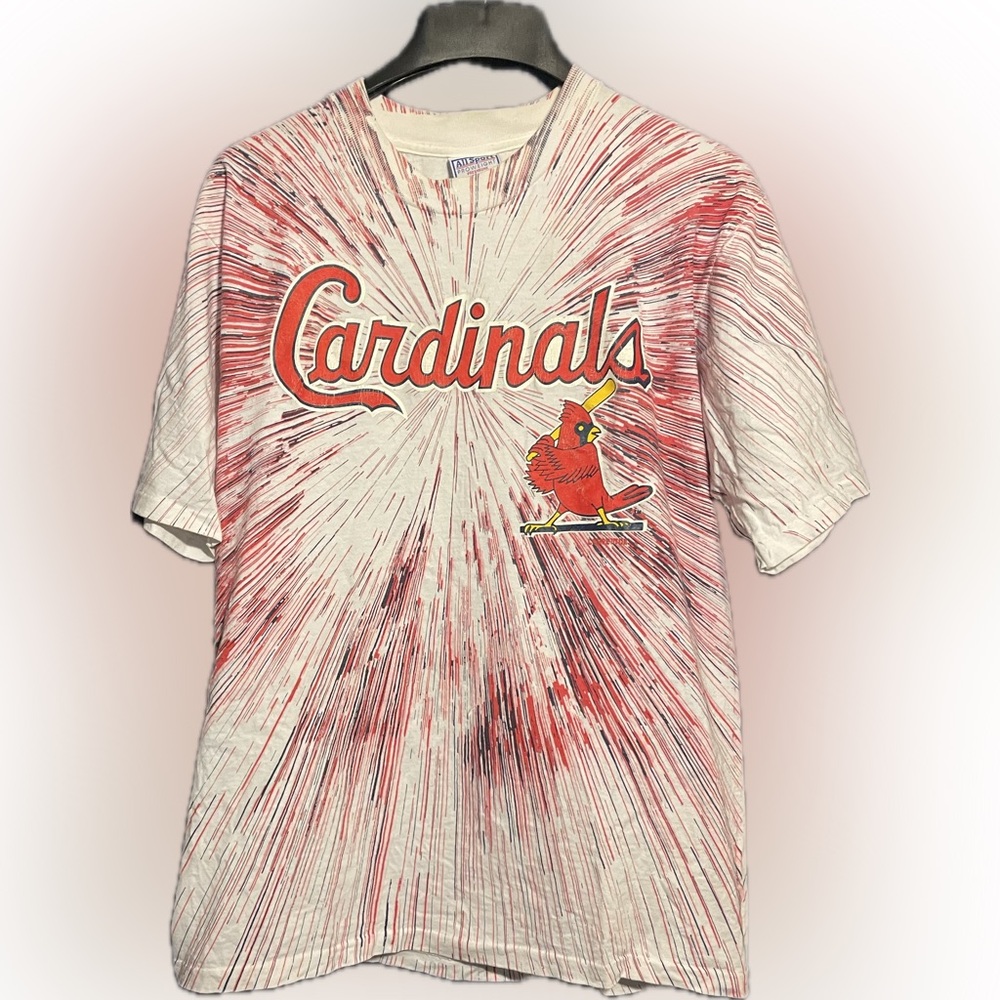ST Louis Cardinals All Over All Sport T- Shirt Sz Large 90s Vintage